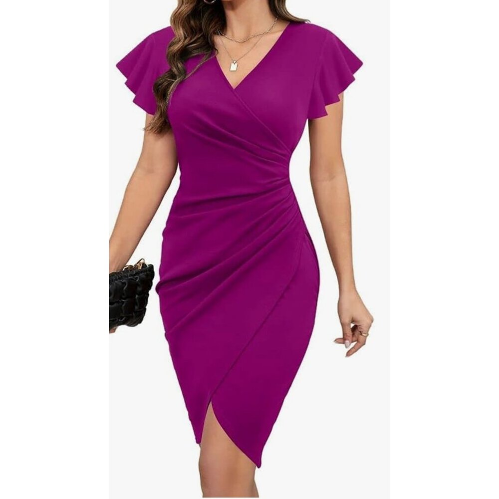 Flattering Ruched Wrap Dress